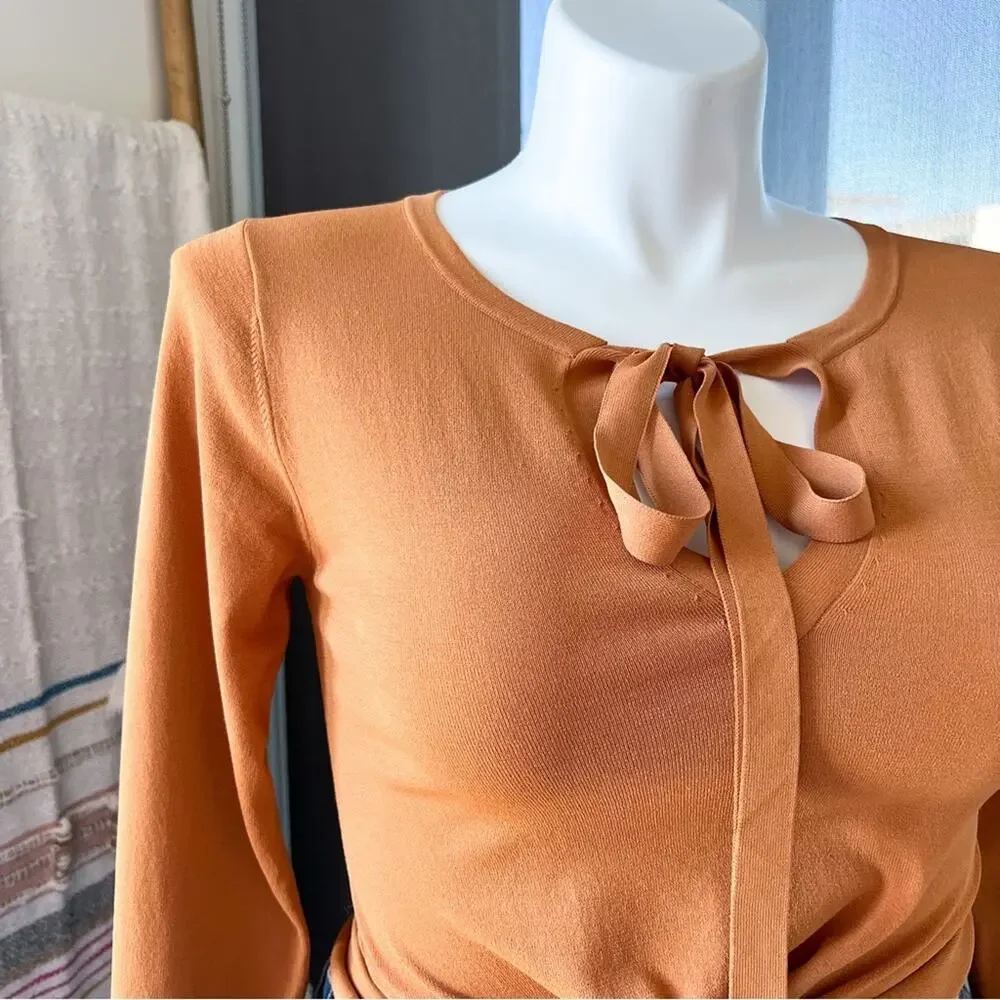 Cult Gaia Mustard Yellow Long Sleeves Wrap Around Pullover Sweater Women’s Small - Picture 2 of 9